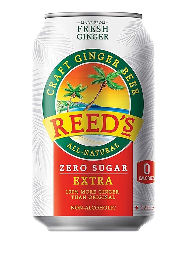 Reed's Zero Sugar Extra Ginger Beer - Crafted with Fresh Ginger Root - 12oz Cans 24 Pack