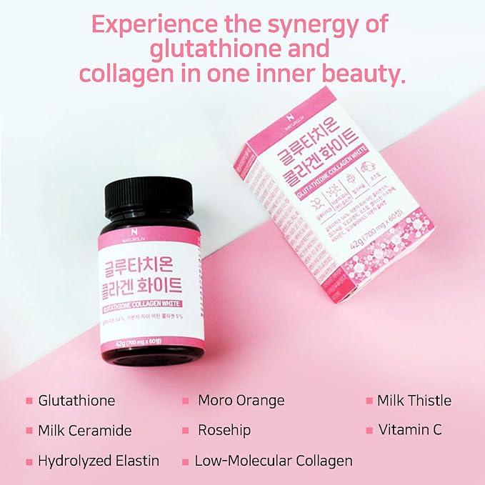 Glutathione Collagen White 700mg – 60 Tablets with Milk Thistle for Skin Brightening Anti-Aging and Glow Support – Boosts Immunity Promotes Healthy Skin Hair &amp Nails Antioxidant &amp Detox F