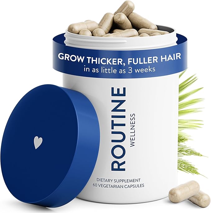 Routine Wellness Hair Growth Supplement – CLINICALLY Tested Thicker Fuller-Looking Hair Support with Biotin &amp Key Nutrients Vegetarian &amp Gluten-Free Vitamins - 1 Bottle 30 Day Supply