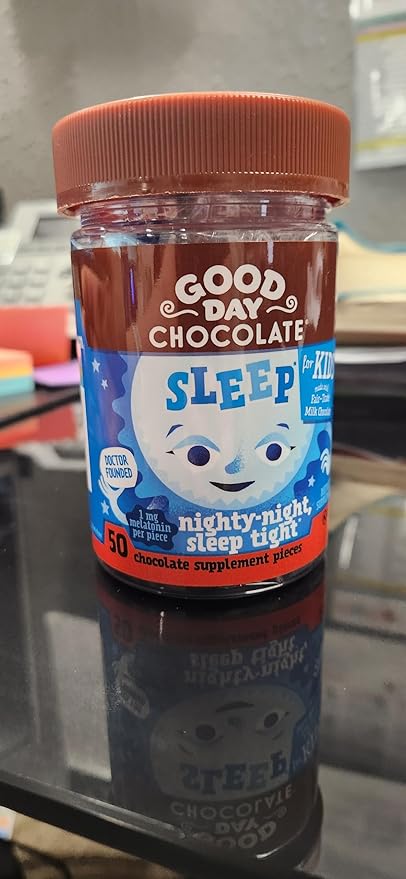 Good Day Chocolate Melatonin for Kids [2 Pack] - Fair Trade Non-GMO Chocolate with Chamomile and Melatonin 1 mg - Toddler Melatonin Kids Natural Sleep Aid for Ages 3 and Up