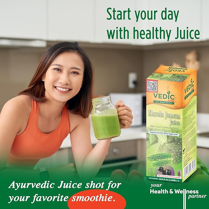 Vedic Karela Jamun Juice - Natural Juice for Immune Support - 33.8oz Ideal for Daily Use (1000 ML)