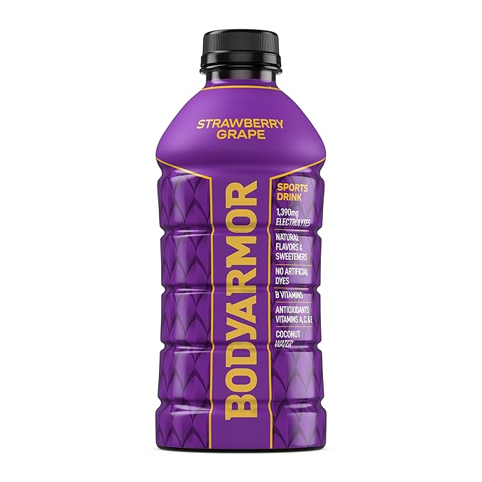 BODYARMOR Sports Drink Strawberry Grape Electrolyte Drink Hydration 28 Fl Oz Bottles (15 Pack) Flavored Coconut Water with B Vitamins &amp Antioxidants