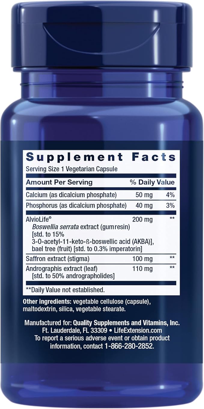 Life Extension Healthy Lungs – Lung Support Supplement - Helps Maintain Lung &amp Breathing Health with Boswellia Bael Saffron Andrographolide - Gluten-Free Once Daily - 30 Vegetarian Capsules