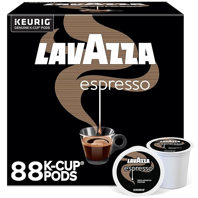 Lavazza Espresso Single-Serve Keurig K-Cup Pods Medium Roast Coffee 88-Count Box (4 Packs of 22)