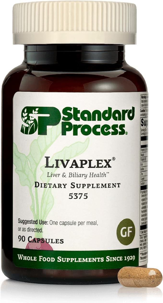 Standard Process Livaplex - Whole Food Bowel Digestion and Digestive Health Liver Health and Gallbladder Support with Spanish Black Radish Betaine Hydrochloride and Organic Carrot - 90 Capsules