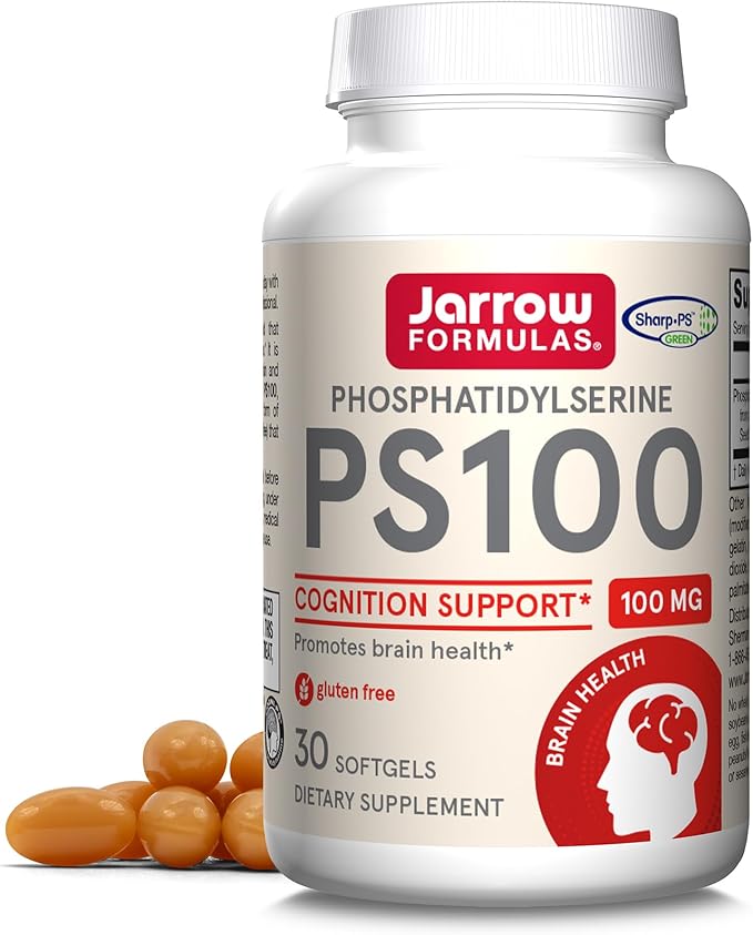 Jarrow Formulas PS100 Phosphatidylserine 100mg Dietary Supplement for Brain Health and Cognitive Function Support 30 Softgels Up to a 10-30 Day Supply