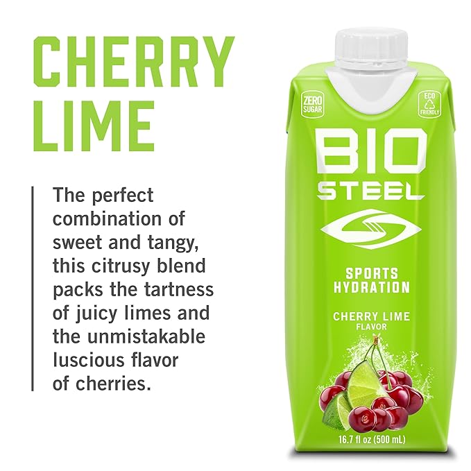 BioSteel Cherry Lime Sports Drink 12-Pack Sugar Free with Essential Element Electrolytes - Clean Rapid Hydration and Advanced Recovery for Optimal Performance - Caffeine Free Keto Friendly