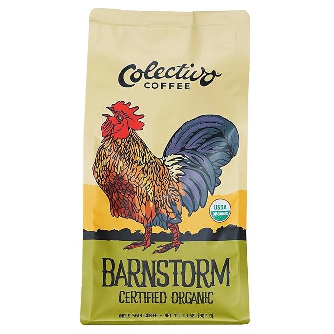Colectivo Coffee Barnstorm Medium Roast Whole Bean Coffee 2 lb Bag - Certified Organic &amp Fair Trade - Smooth &amp Balanced Flavor Profile - Artisan Roasted in Milwaukee