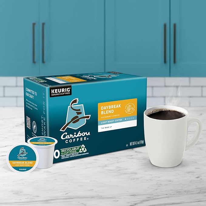 Caribou Coffee Daybreak Blend Keurig Single-Serve K-Cup Pod Light Roast Coffee(Pack of 6 60 Count Total)