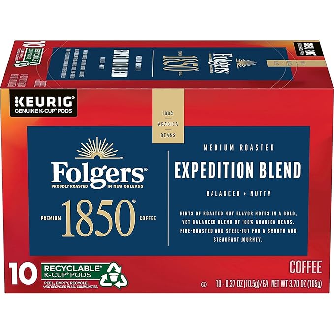Folgers 1850 Pioneer Blend Medium Roast Coffee K Cup Pack 54 ct 0.37 Oz Net Wt 20 Oz ()