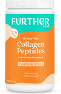 Further Food Pumpkin Spice Collagen Peptides Powder with Lion’s Mane Mushroom – 100% Grass-Fed Hydrolyzed Type 1 &amp 3 20g of Collagen per Serving Supports Skin Hair Nails &amp Focus 9.88 Oz