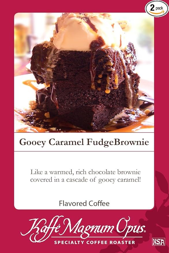 Kaffe Magnum Opus - Gooey Caramel Fudge Brownie Whole Bean Coffee 2 Packs of 5 lb Each Freshly Roasted Gourmet Blend Perfect for Chefs