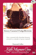 Gooey Caramel Fudge Brownie Ground Coffee Gourmet Kaffe Magnum Opus 72 Count 2.5 Oz Packs