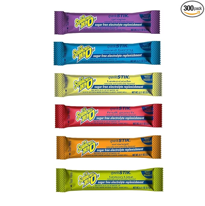 Zero Sugar Qwik Stik Bundle - Assorted Electrolyte Powdered Beverage Mix - 20 oz Yield Per Unit - Pack of 300