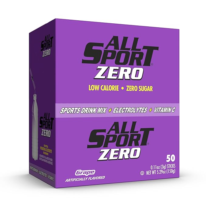All Sport Powder Hydration Sticks Zero Calorie Performance Electrolyte Drink Mix Sugar Free Grape 50 Ct box