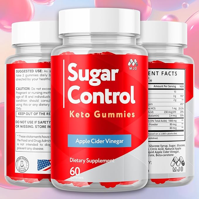 (3 Pack) SugarControl Keto Gummies Official SugarControl Gummys with All Natural Ingredients Advanced Apple Cider Vinegar Gummy for Health and Wellness Max Strength Vitamin Supplement (180 Gummies)