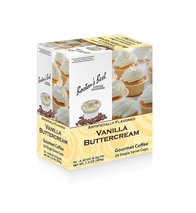 Boston’s Best Coffee -Vanilla Buttercream Flavored Coffee Delicious Gourmet Coffee Compatible with Keurig® Coffee Maker 1 Count (24 Single Serve Medium Roast Coffee Cups)