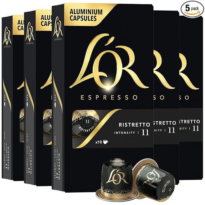 L'OR Espresso Capsules 50 Count Ristretto Single-Serve Aluminum Coffee Capsules Compatible with the L'OR BARISTA System &amp *Nespresso Original Machines 50 Count (Pack of 1)