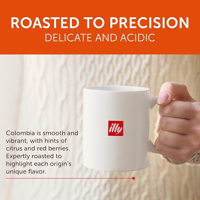 illy Coffee K Cup Pods for Keurig Machines Colombia Single Origin Roast 100% Arabica Premium Italian Coffee 10 Count 6 Pack