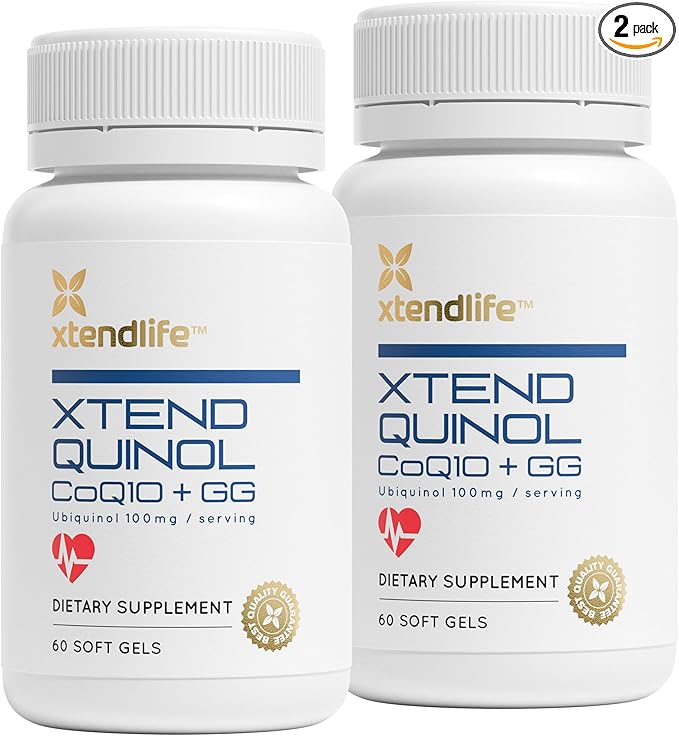Xtendlife Xtend-Quinol CoQ10 Ubiquinol Supplement for Heart Health Cellular Energy and Healthy Aging - with 100mg Ubiquinol and 50mg GG (Geranylgeraniol)-4 Month Supply (Pack of 2)