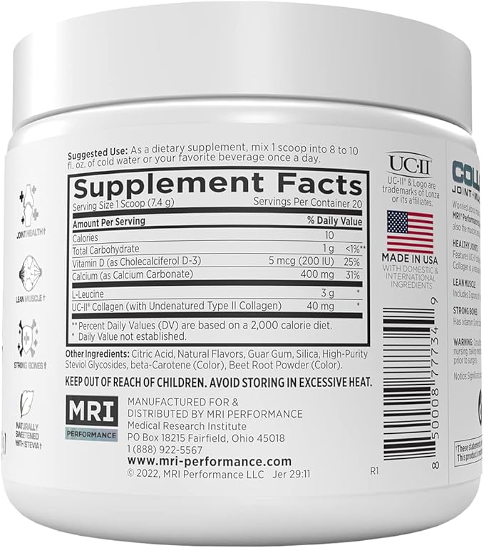 MRI Performance Collagen Peptides Joint Muscle &amp Bone Support with Hydrolyzed Type I &amp III Collagen (Tropical Fruit Punch 20 Servings)