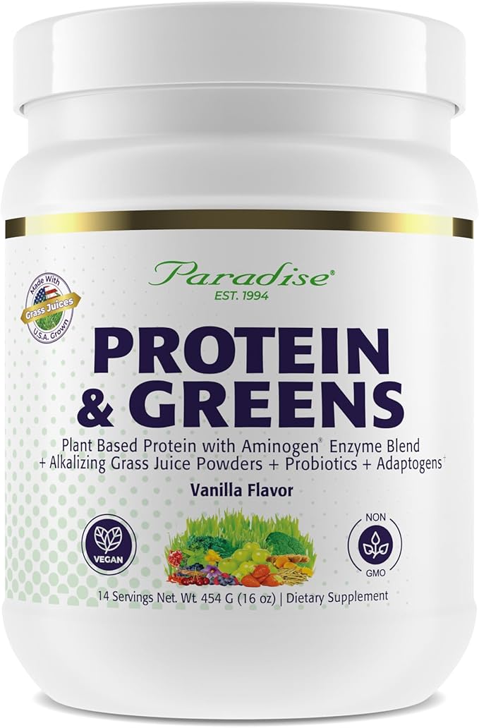 Paradise Herbs ORAC Energy Proteins &amp Greens Powder Antioxidant Power of 24 Servings of Fruits &amp Vegetables in 1 Scoop + 20g Protein Vanilla 14 Servings