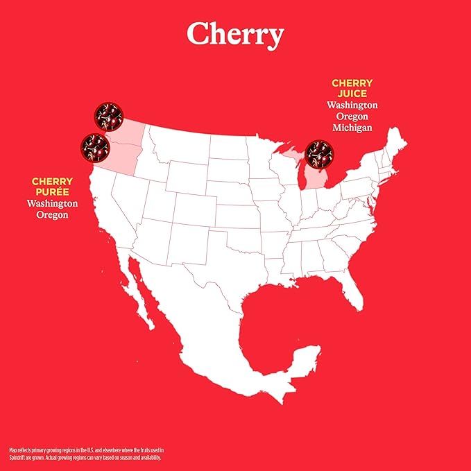 Spindrift Sparkling Water Cherry Flavored Made with Real Squeezed Fruit 12 Fl Oz Cans Pack of 24 (Only 21 Calories per Can)