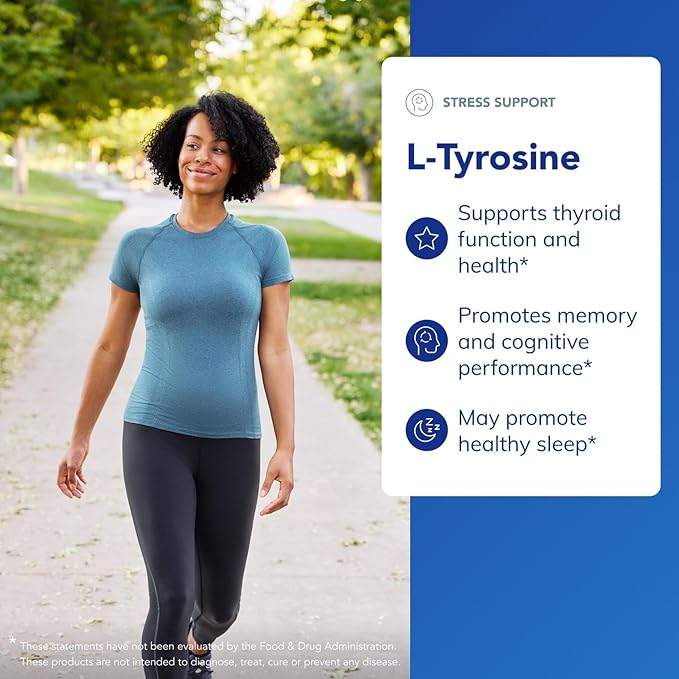 Pure Encapsulations L-Tyrosine - Amino Acid Supplement - for Brain Support Dopamine &amp Thyroid Function* - Vegan &amp Non-GMO - 90 Capsules