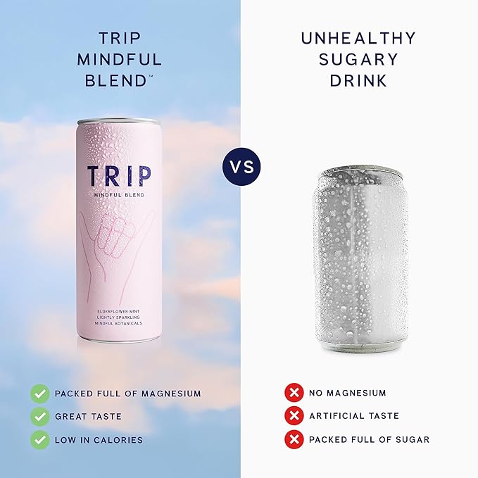 TRIP Lightly Sparkling Adaptogen Seltzer Non-Alcoholic Mocktail with Magnesium Ashwagandha Lions Mane &amp L Theanine No Added Sugar Vegan Original Variety Pack 12 Oz 12Pk