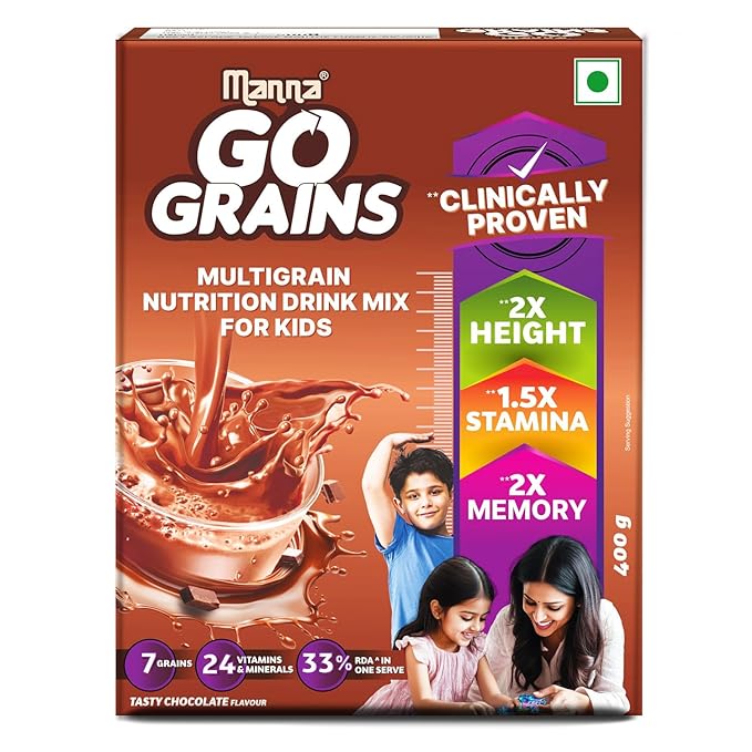 Manna Go Grains - Multigrain Instant Drink Mix - 400g Pack (Chocolate Flavour)