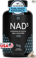 HPN NAD3 Clinical NAD+ Booster Cellular Health &amp Natural Energy - NAD Supplement for Healthy Aging Metabolic Support NRF2 &amp Longevity Nicotinamide Riboside &amp NMN Alternative 240ct 12