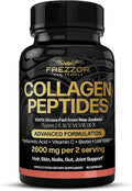 FREZZOR Collagen Peptides with UAF1000+ 100% Grass-Fed New Zealand Cattle Source Hydrolyzed Joint Skin Hair &amp Nail Support Amino Acids Anti-Aging 90 Capsules 1 Bottle