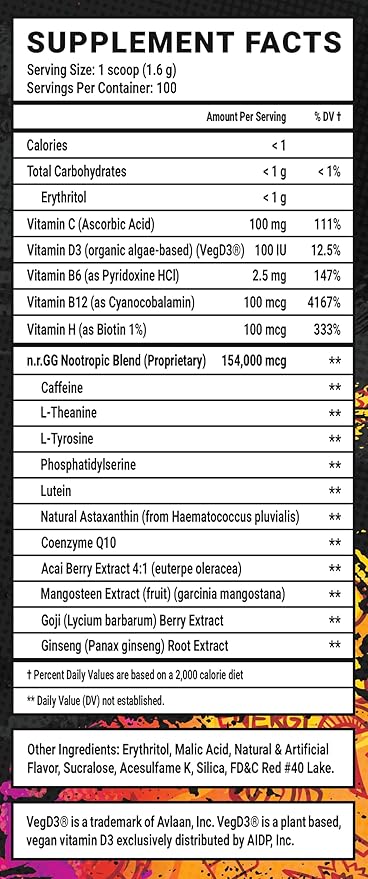 Gamer Supps GG Energy - Dragonfruit Punch (100 Servings) - Keto Friendly Gaming Energy and Nootropic Blend Sugar Free + Organic Caffeine + Vitamins Powder Drink