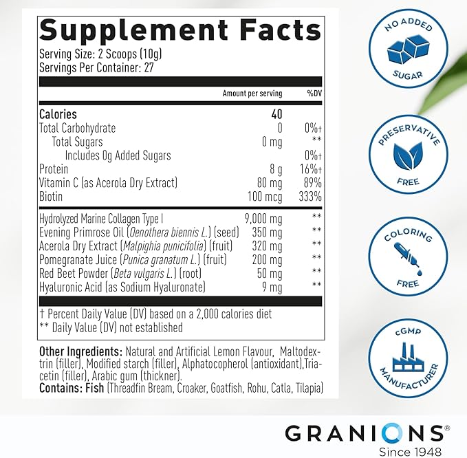Granions Marine Collagen Tablets with CoQ10 and Lemon Powder - Hydration Glow &amp Beauty Care Bundle