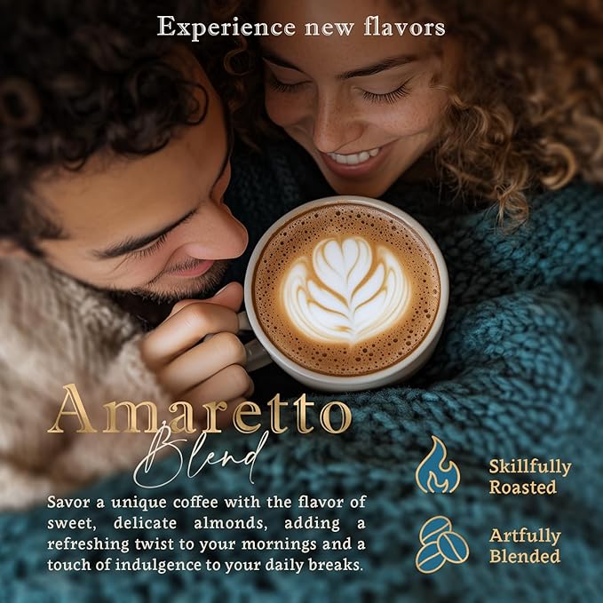 Flavored Ground Coffee – Amaretto (Almond) 100% Arabica Single Origin Medium Roast USDA Organic Naturally Flavored – by Coffea Flavor
