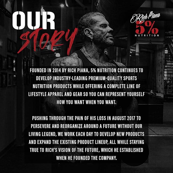5% Nutrition Rich Piana Knocked Out Natural Sleep Aid | Post-Workout Recovery &amp Deep Sleep Supplement | GABA Melatonin Chamomile Tyrosine 5-HTP &amp More | 8.4 oz 30 Servings (Hot Chocolate