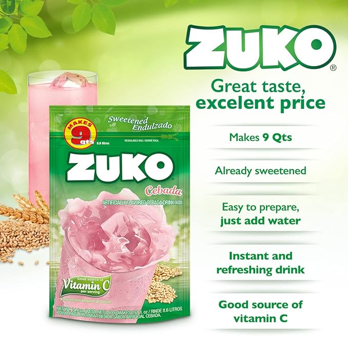 Zuko Cebada Instant Powder Drink | Family Pack | No Sugar Needed | Vitamin C | 14.1 Ounce (Pack of 2)