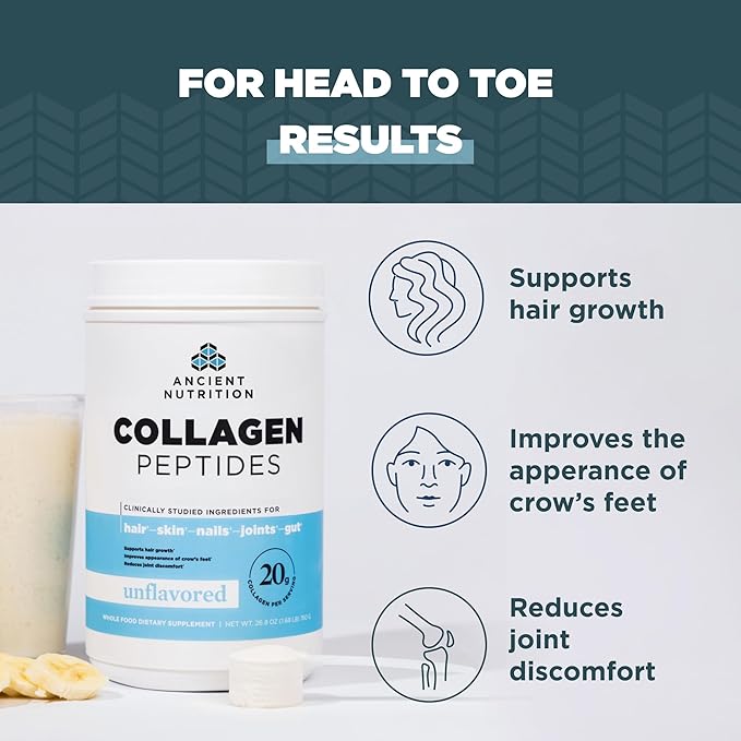 Ancient Nutrition Collagen Peptides Collagen Peptides Powder Unflavored Hydrolyzed Collagen Supports Healthy Skin Joints Gut Keto and Paleo Friendly 38 Servings 20g Collagen per Serving