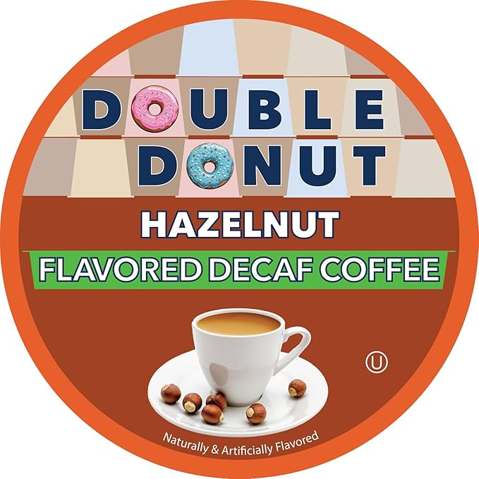 Double Donut Coffee Flavored Decaf Coffee Decaf Hazelnut Coffee Decaf Coffee Pods for Keurig K Cups Machines Medium Roast 80 Count (Pack of 1)