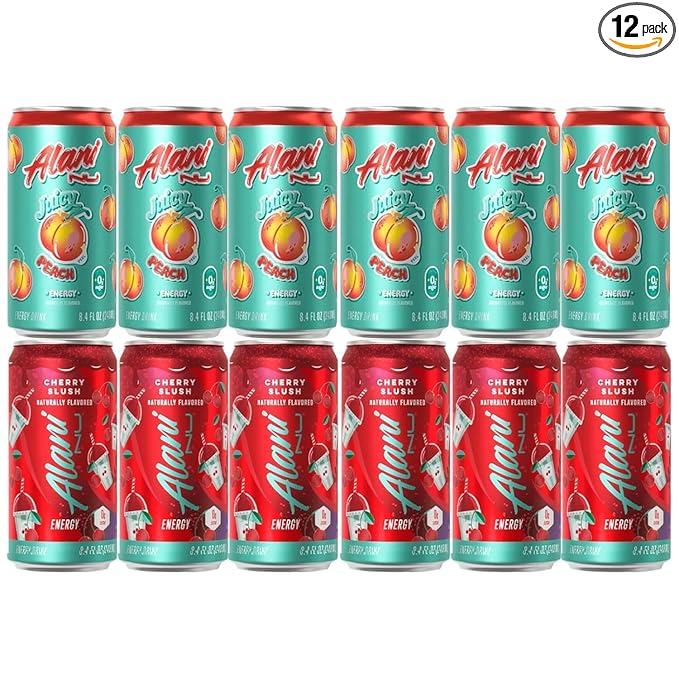 Mini Energy Drink Variety Pack - (Pack Of 12) - 2 Different Flavors : Cherry Slush and Juicy Peach - 8.4 fl oz Cans -Mini Energy Drink is a low-calorie lightly sweetened beverage that provides a refr