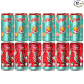 Mini Energy Drink Variety Pack - (Pack Of 12) - 2 Different Flavors : Cherry Slush and Juicy Peach - 8.4 fl oz Cans -Mini Energy Drink is a low-calorie lightly sweetened beverage that provides a refr