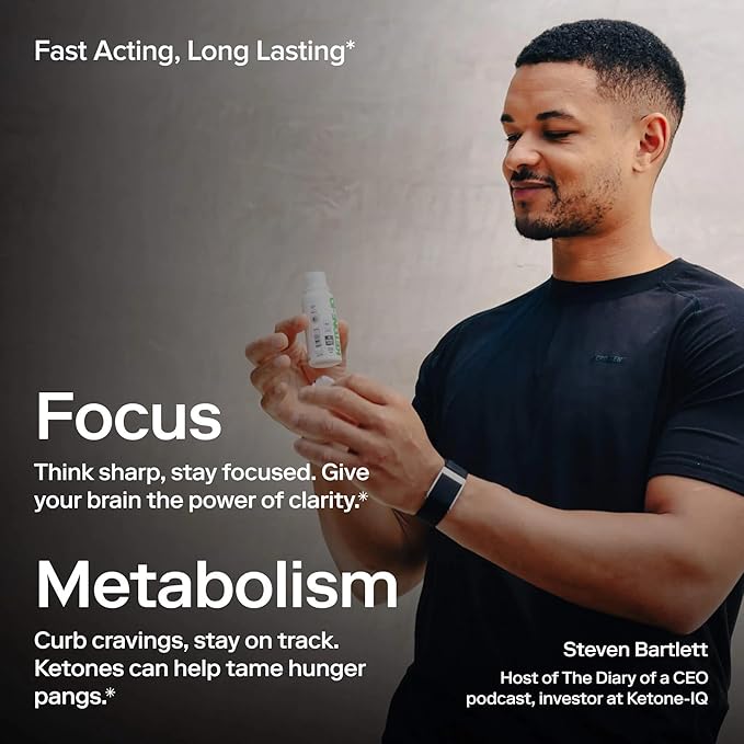 Ketone-IQ No Caffeine Exogenous Ketones Energy Shots - 24 Pack of Caffeine Free Energy Drinks with 10g Ketones - Sugar Free Salt Free and All Natural (Peach)