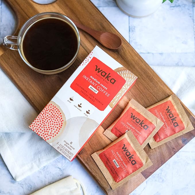 Waka — Instant Coffee Origin Explorer 2-Box Combo — 100% Arabica Freeze Dried Beans — Single-Serve Decaf Colombian &amp Caffeinated Colombian Boxes