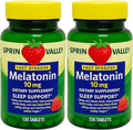 Melatonin Sleep Health Dietary Supplement Tablets Spriing Vallley Strawberry 10 mg 120 Ct Fast Dissolve (Pack of 2)