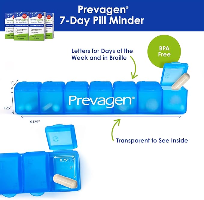 Prevagen Regular Strength - 120 Capsules (4 Month Supply) | Formulated for Your Brain | 10mg of Apoaequorin Plus Vitamin D3 with 7-Day Pill Minder
