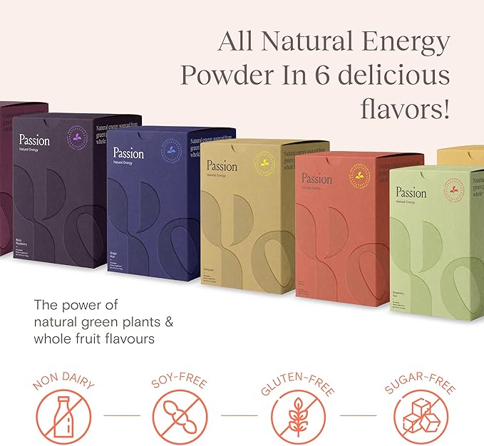 Yoli® Passion Energy Drink Powder Mix - Natural Energy Drink Mix for Endurance and Stamina 30 Packets - Strawberry Kiwi Flavor