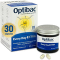 OptiBac Probiotics Every Day Extra 30 Capsules | High Strength Digestive Probiotics with 20 Billion CFU | Vegan Supplement with Lactobacillus Acidophilus NCFM | for Everyday Digestive Health