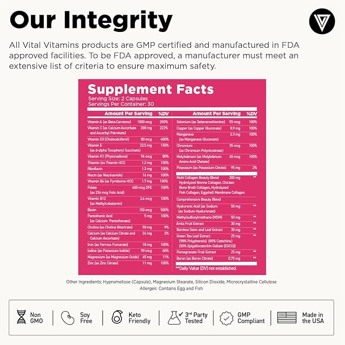 Vital Vitamins Vegan Collagen Booster + Women's Multivitamin Complex