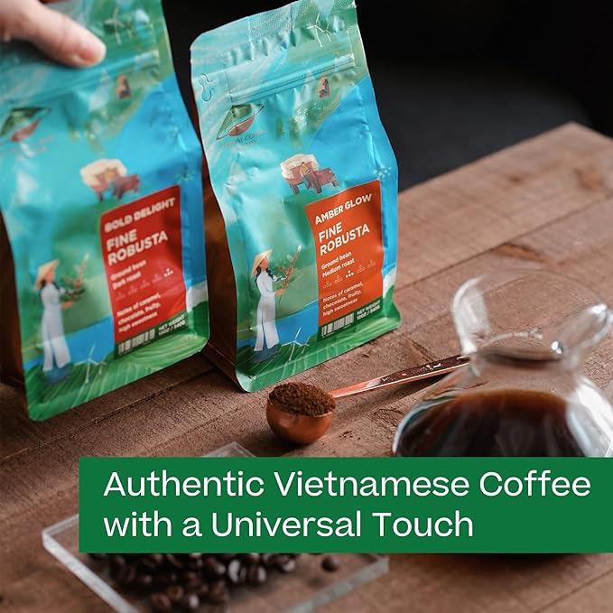 Conihat Whole Bean Coffee - 100% Vietnamese Premium Fine Robusta Medium Roast Chocolate &amp Woody Notes Long Aftertaste Low Acid Single Origin Hand-Picked 12 Oz Bag