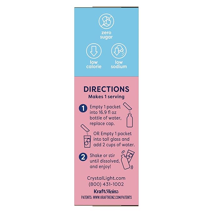 Crystal Light On The Go Pink Lemonade Powdered Soft Drink Mix 0.13 Ounce - 10 per pack - 12 packs per case.